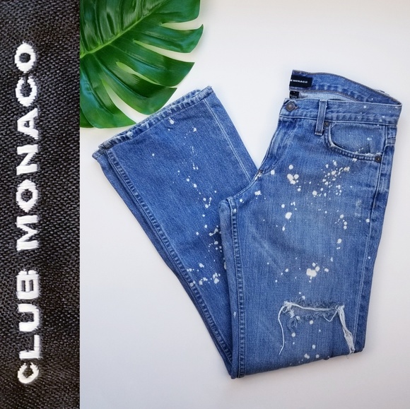 Club Monaco Denim - Club Monaco Destroyed Bleach Splatter Spots Ripped